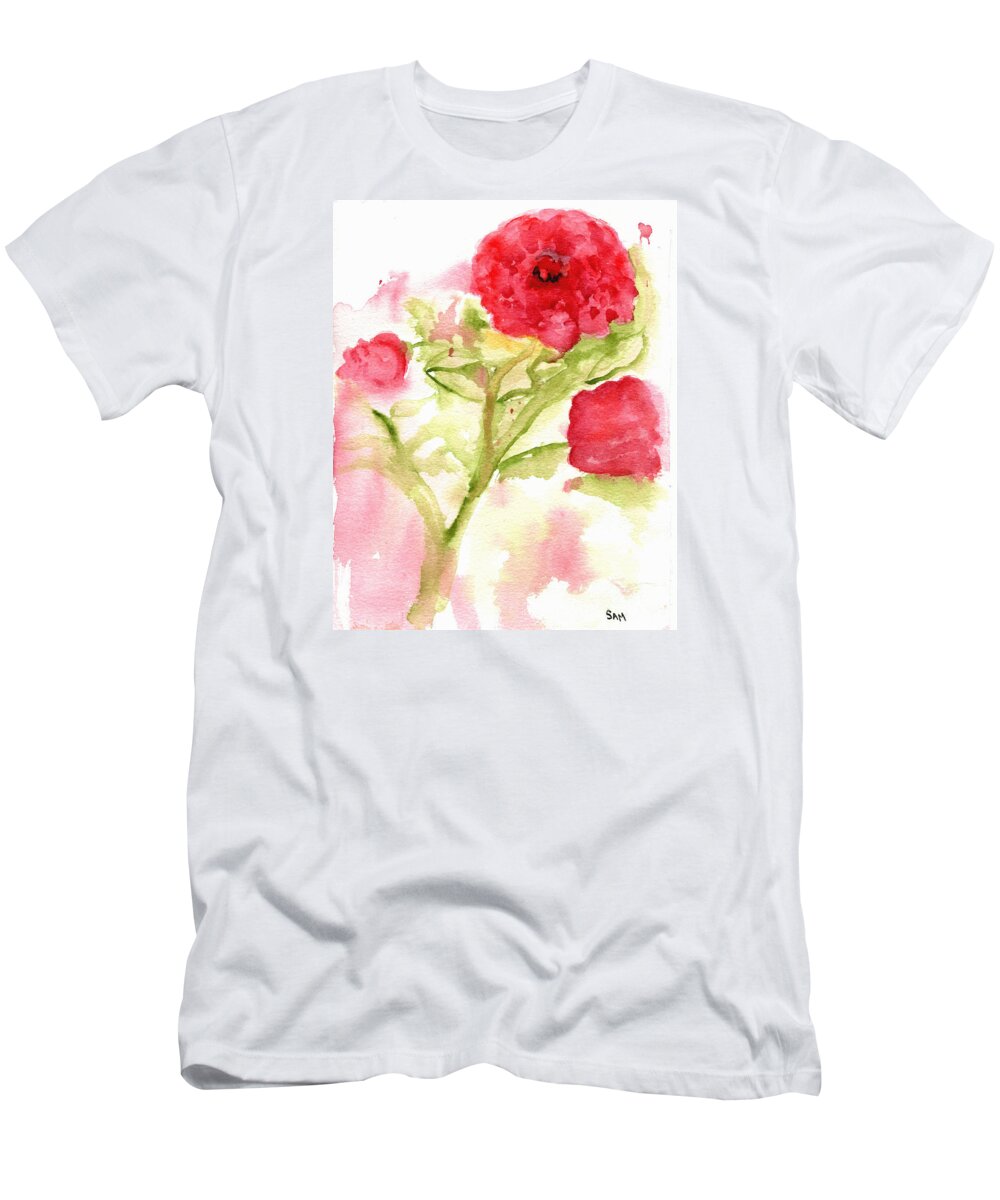 Lucky T-Shirt featuring the painting Lucky Rose by Sandy McIntire