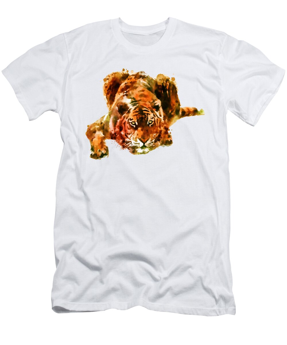 Lurking T-Shirt featuring the painting Lurking Tiger by Marian Voicu
