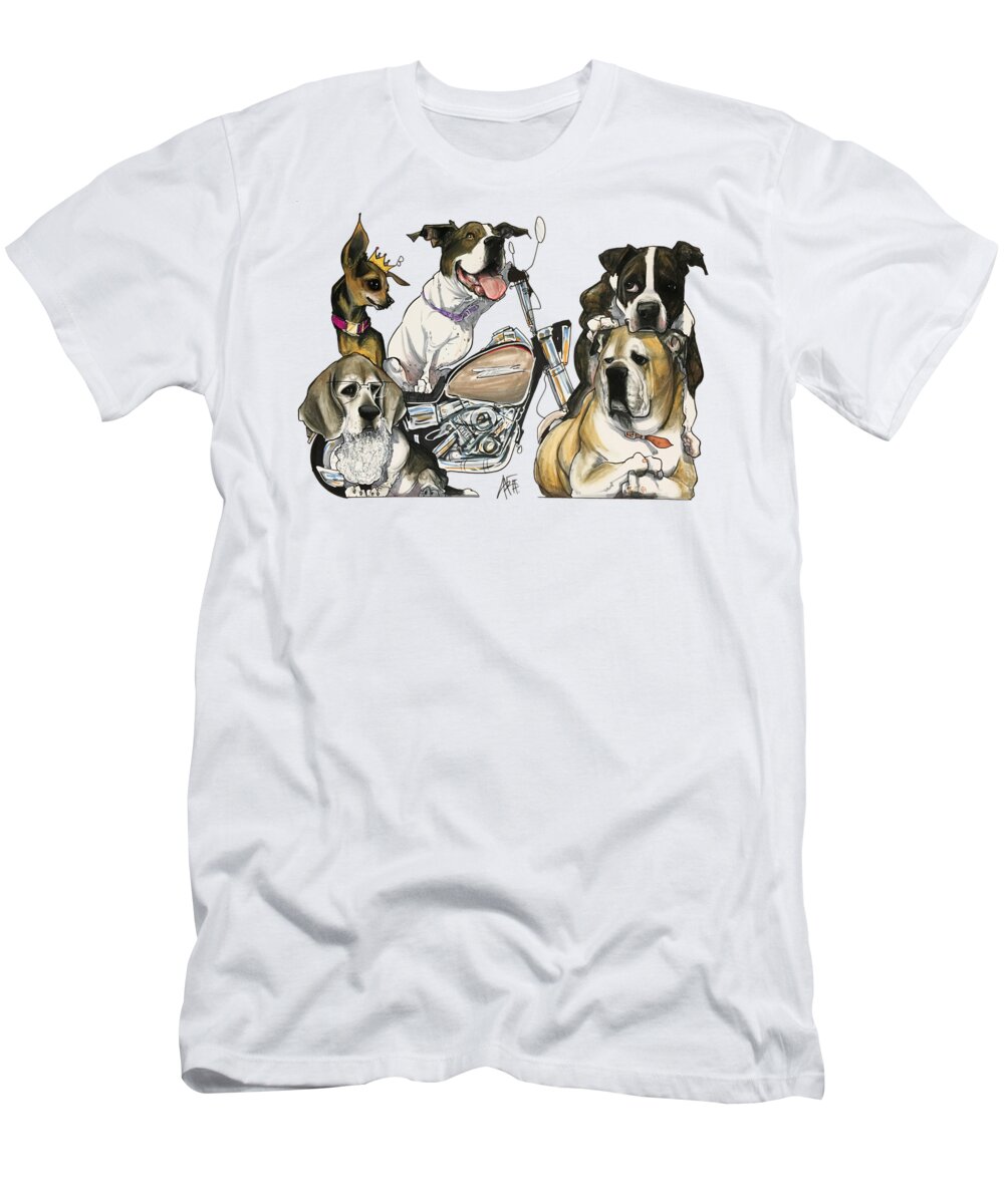 Pet Portrait T-Shirt featuring the drawing Lynn 7-1469 by Canine Caricatures By John LaFree