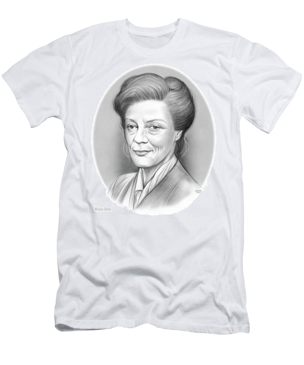 Maggie Smith T-Shirt featuring the drawing Maggie Smith by Greg Joens