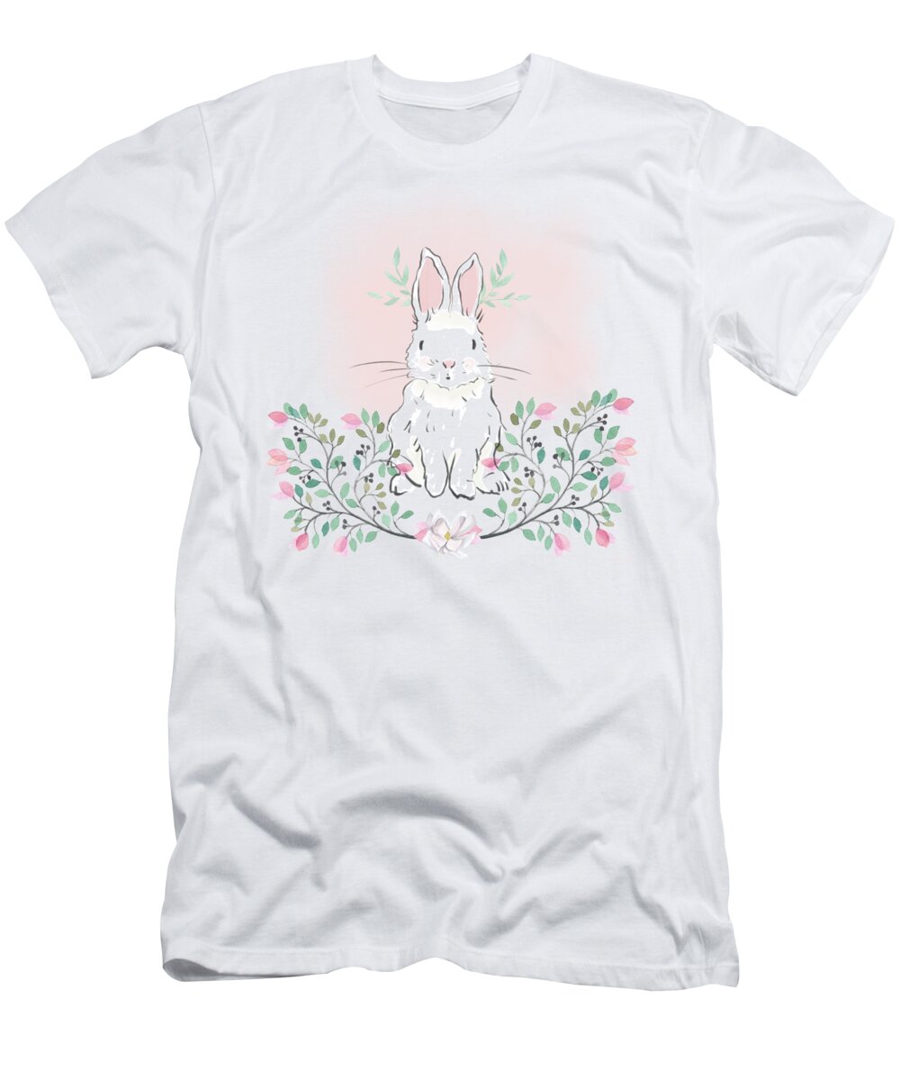 Bunny T-Shirt featuring the painting Magnolia Bunny by Little Bunny Sunshine