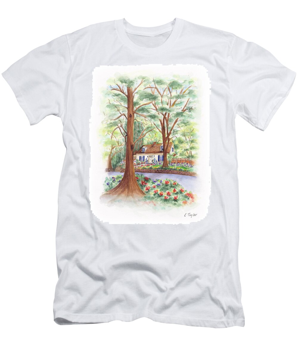 Cottage In Woods T-Shirt featuring the painting Main Street Charmer by Lori Taylor