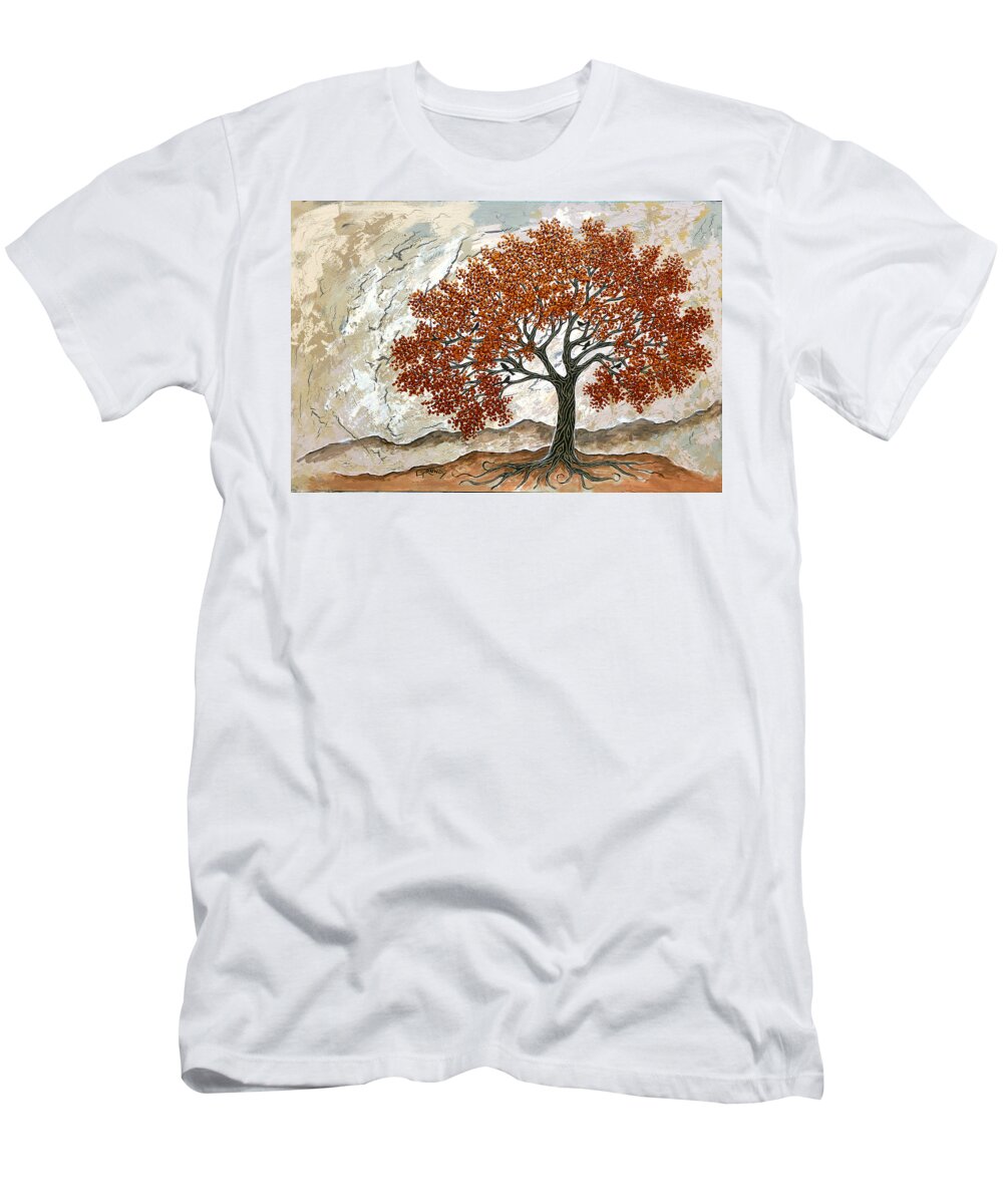 Tree With Birds T-Shirt featuring the painting Majestic Tree by Stephen Grundy