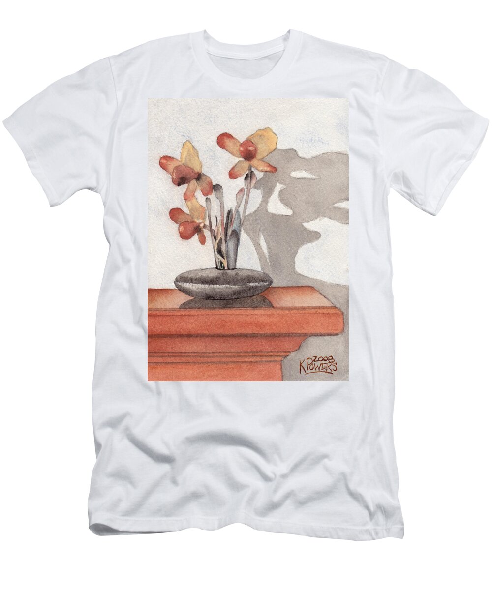 Flower T-Shirt featuring the painting Mantel Flowers by Ken Powers