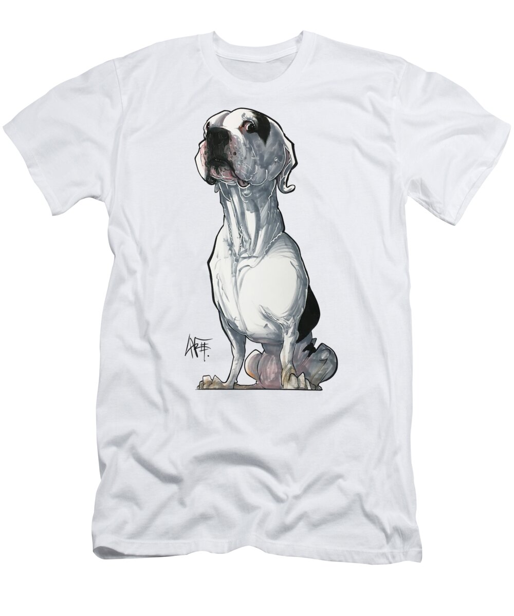 Pet Portrait T-Shirt featuring the drawing Maranos 3348 by Canine Caricatures By John LaFree