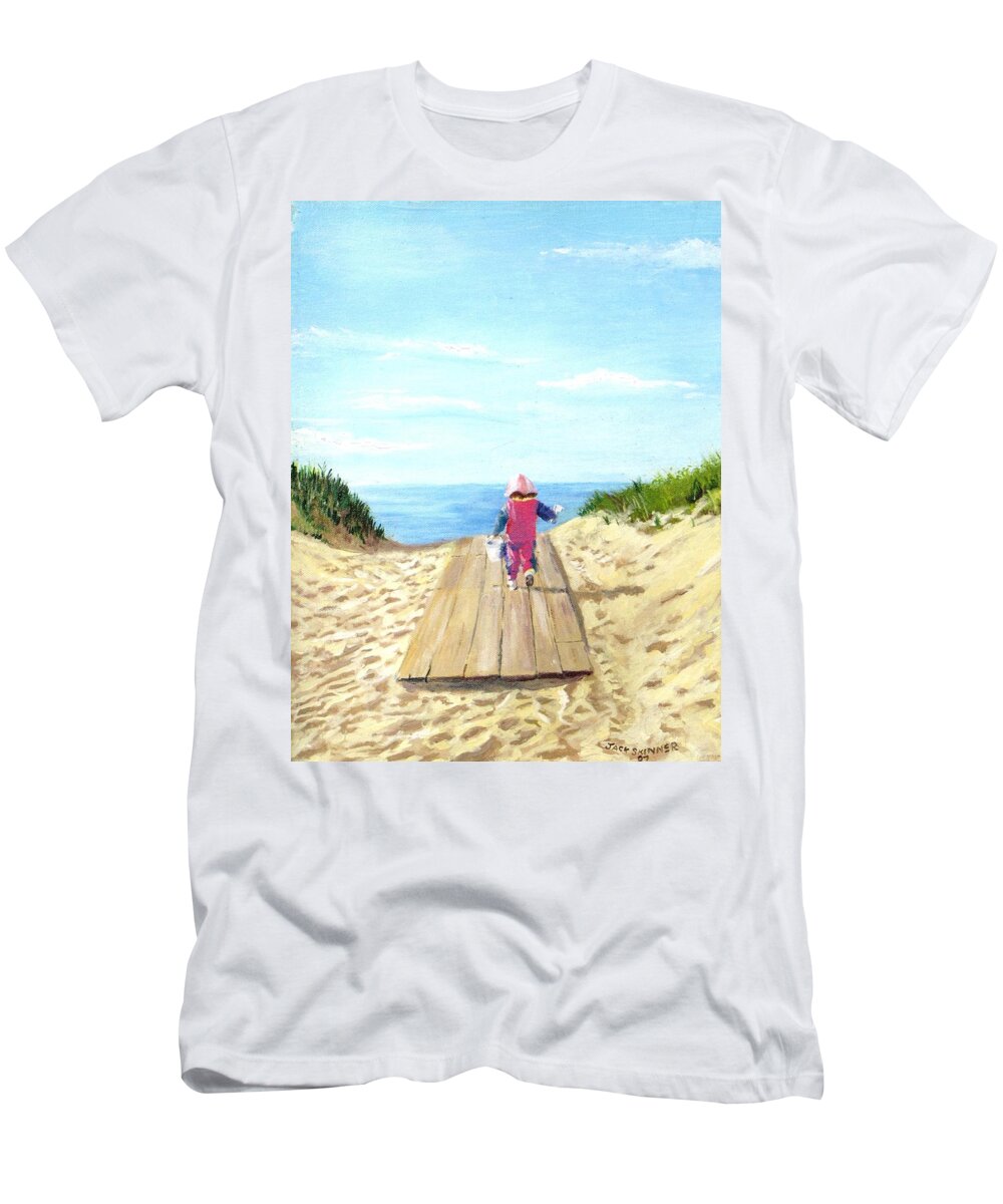Beach T-Shirt featuring the painting March to the Beach by Jack Skinner