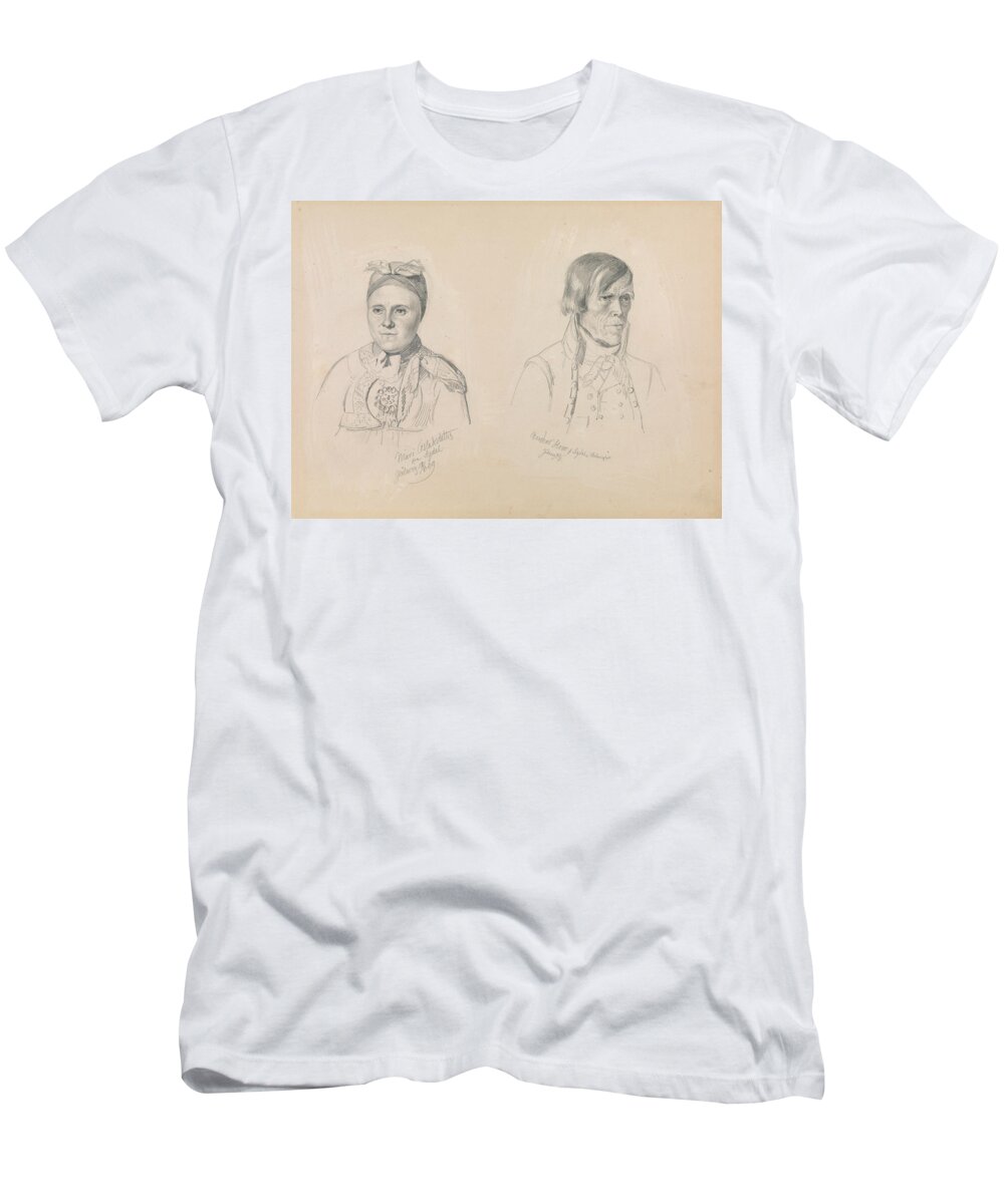 Norwegian Art T-Shirt featuring the drawing Mari Aslaksdatter and Anders How from Sigdal by Adolph Tidemand