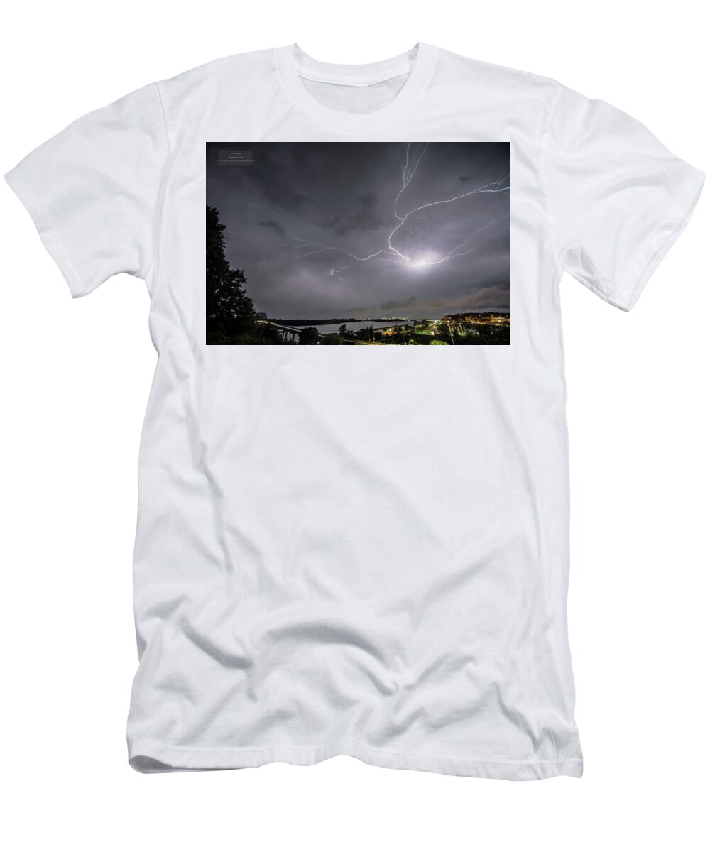 Lightning T-Shirt featuring the photograph Mark Twain Crawler1 by Paul Brooks