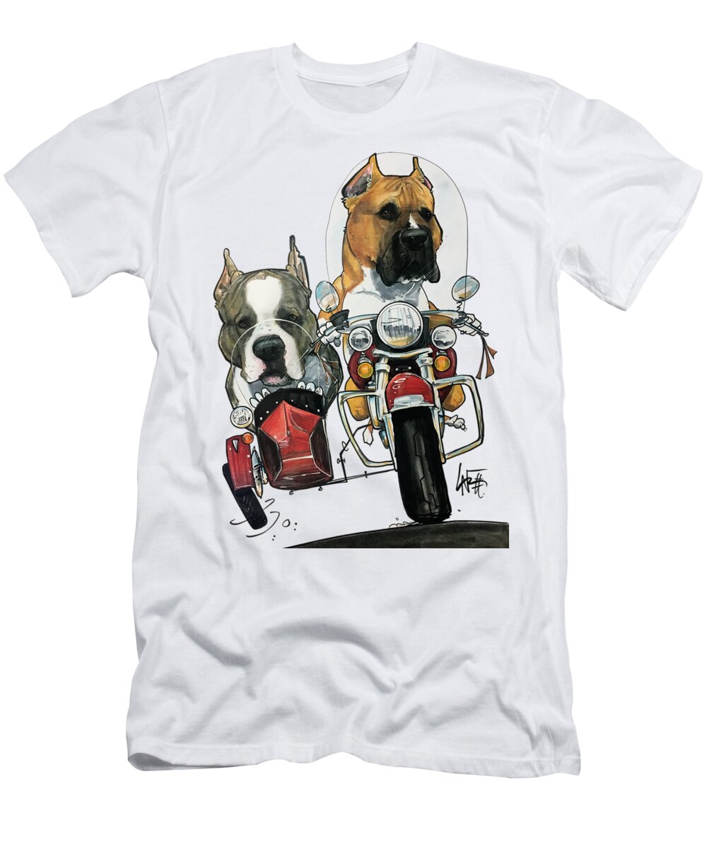 Martinez T-Shirt featuring the drawing Martinez 3937 by Canine Caricatures By John LaFree