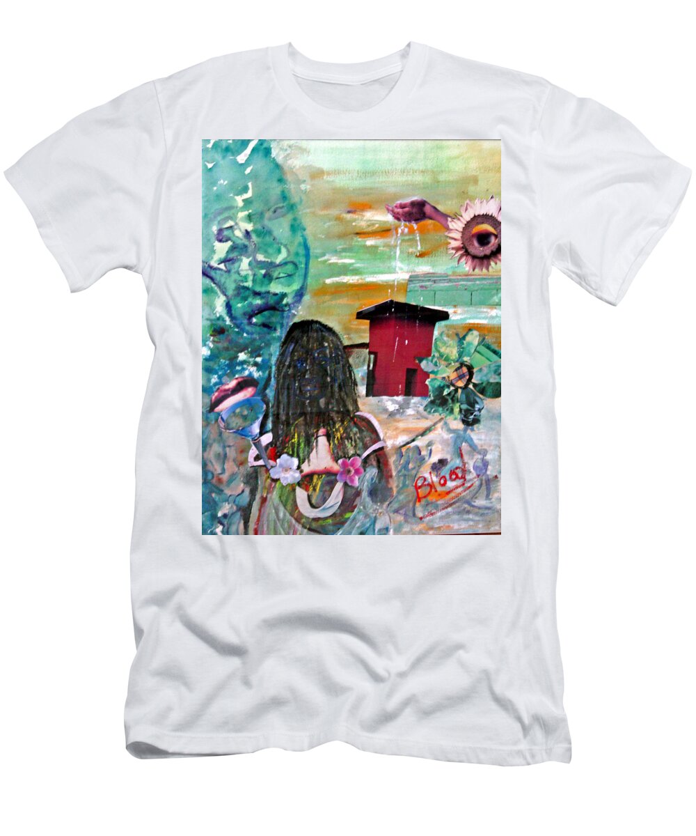 Water T-Shirt featuring the painting Masks of Life by Peggy Blood