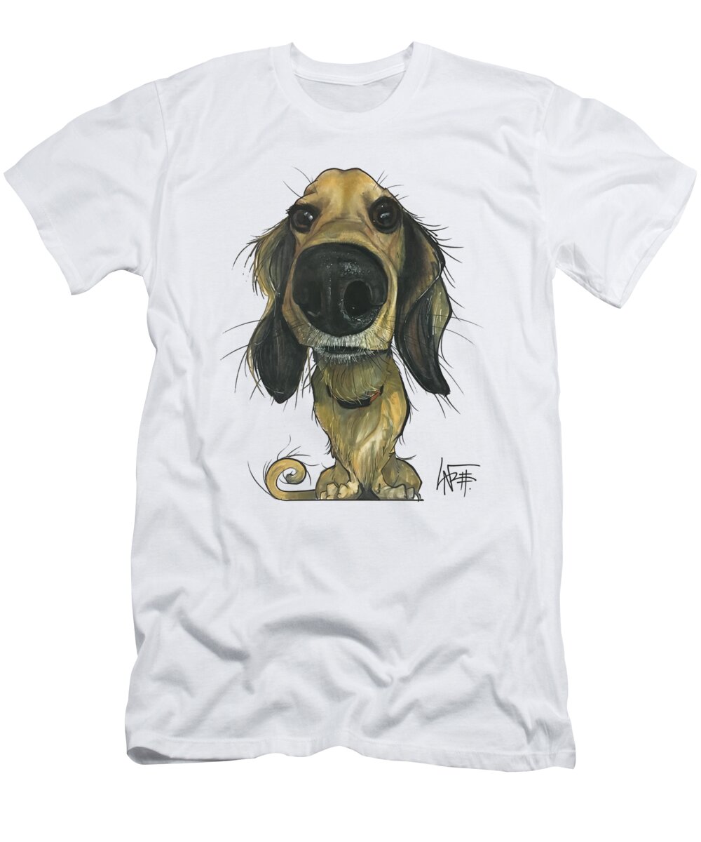 Pet Portrait T-Shirt featuring the drawing Massingill 3354 by Canine Caricatures By John LaFree