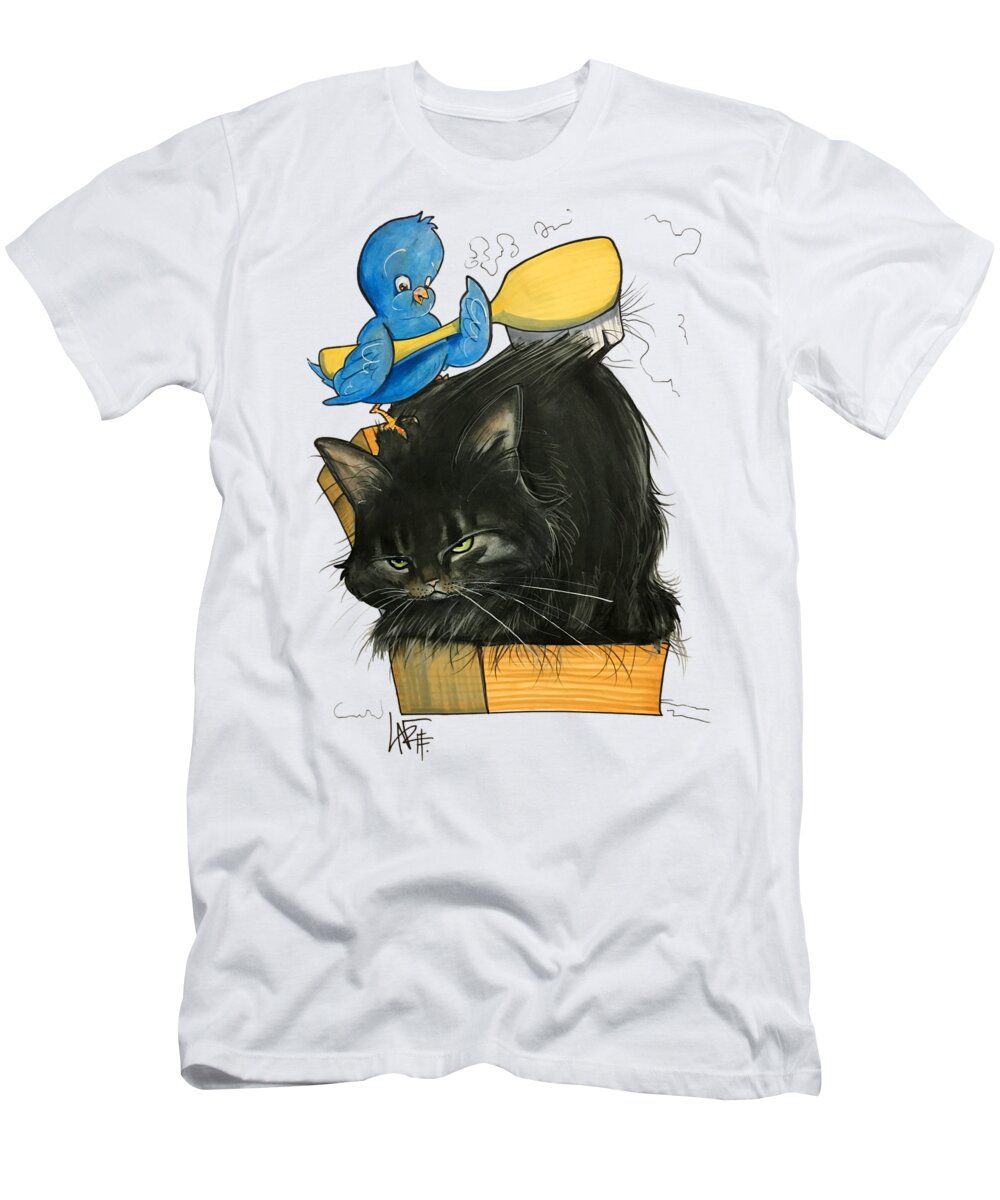 Pet Portrait T-Shirt featuring the drawing Mathes 3213 by Canine Caricatures By John LaFree