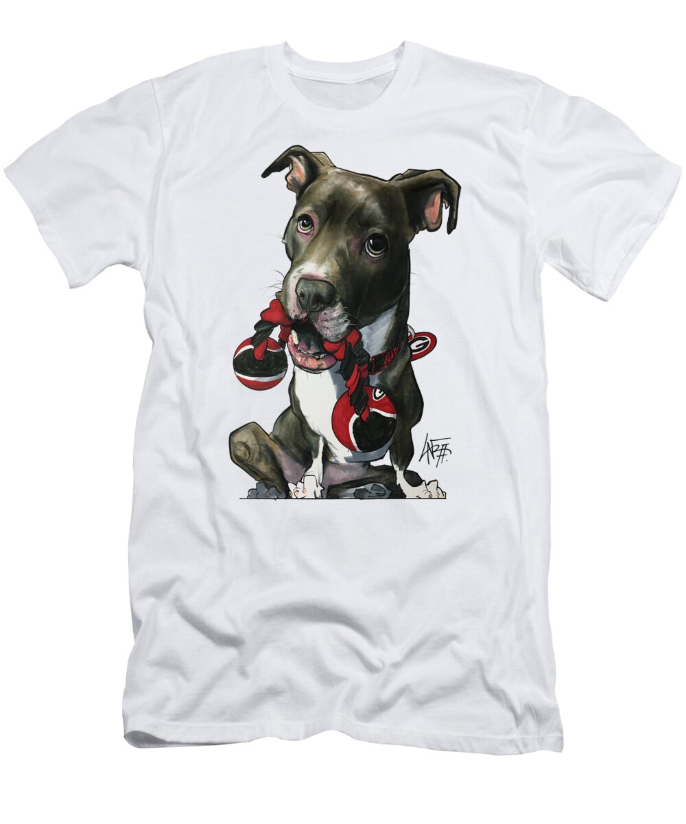 Pet Portrait T-Shirt featuring the drawing Mauras 3412 by Canine Caricatures By John LaFree