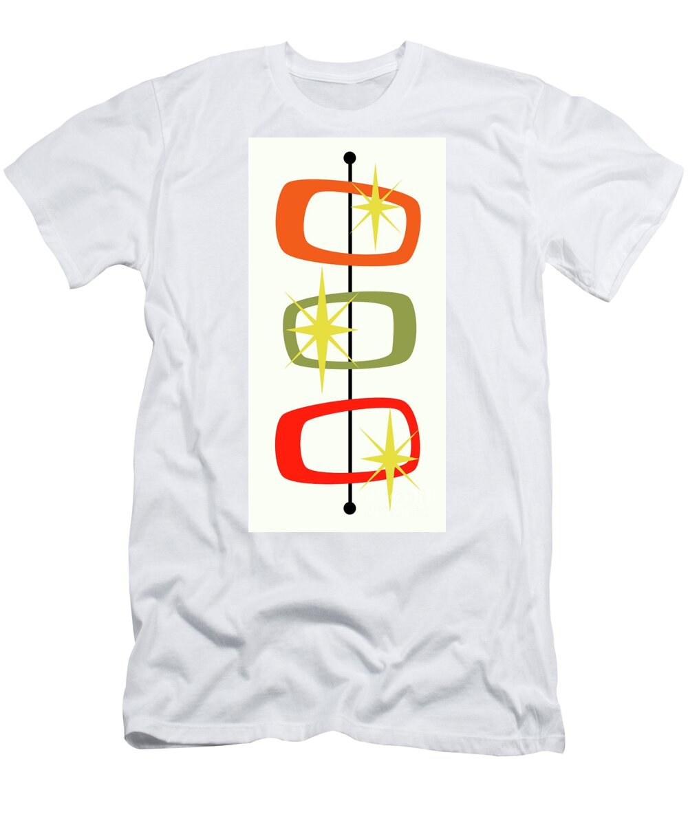 Mid Century Modern T-Shirt featuring the digital art MCM Shapes 1 by Donna Mibus