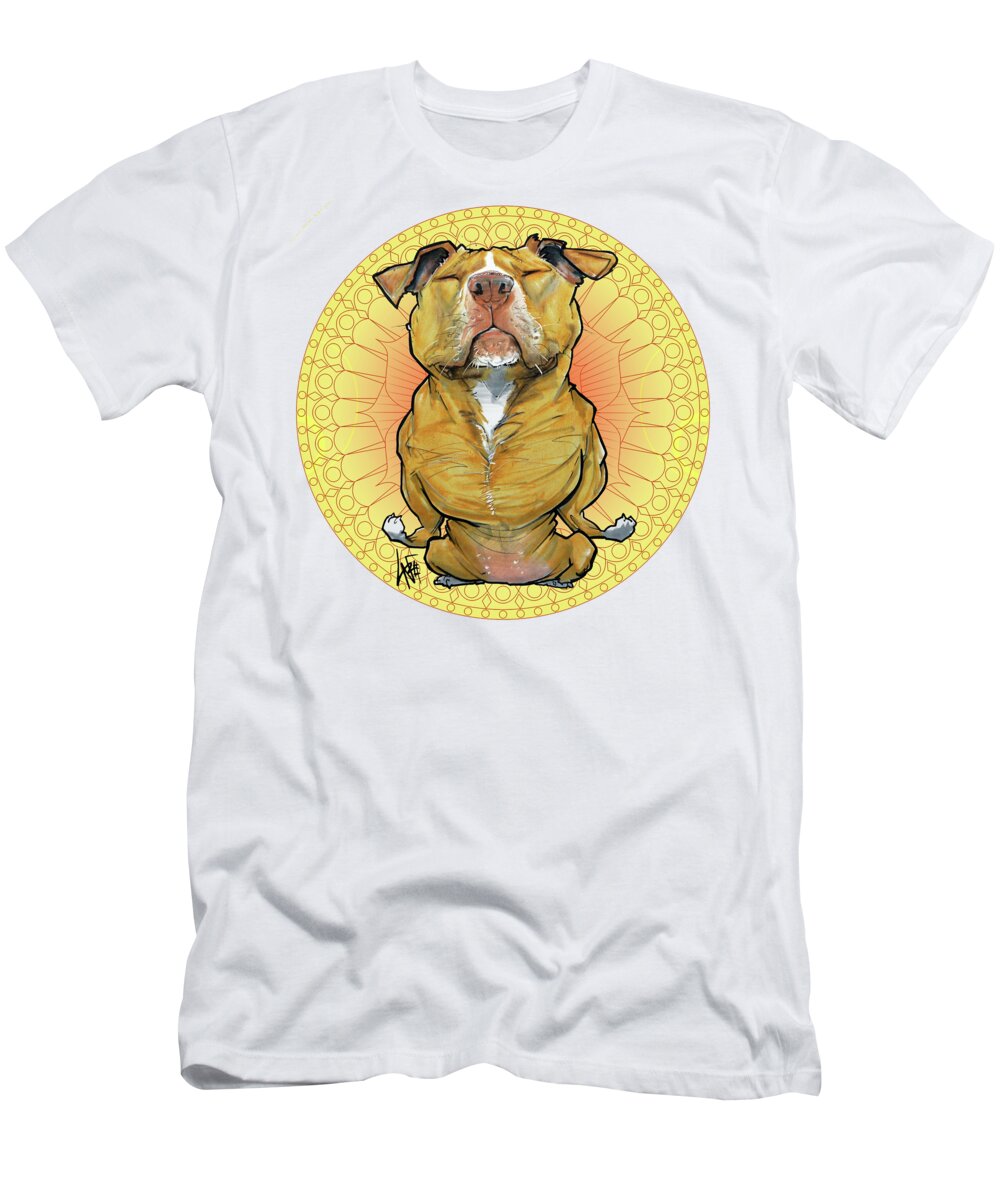Pit Bull T-Shirt featuring the drawing Meditating Pit Bull by Canine Caricatures By John LaFree