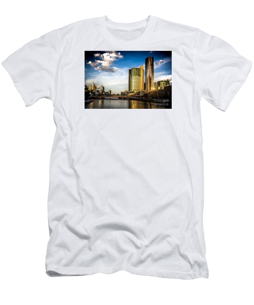Melbourne T-Shirt featuring the photograph Melbourne Skyline by Perry Webster