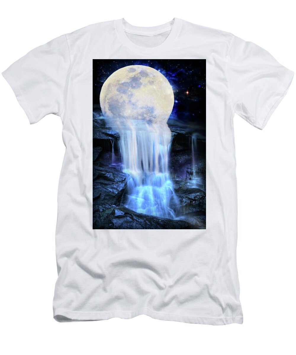 Moon T-Shirt featuring the digital art Melted moon by Lilia S
