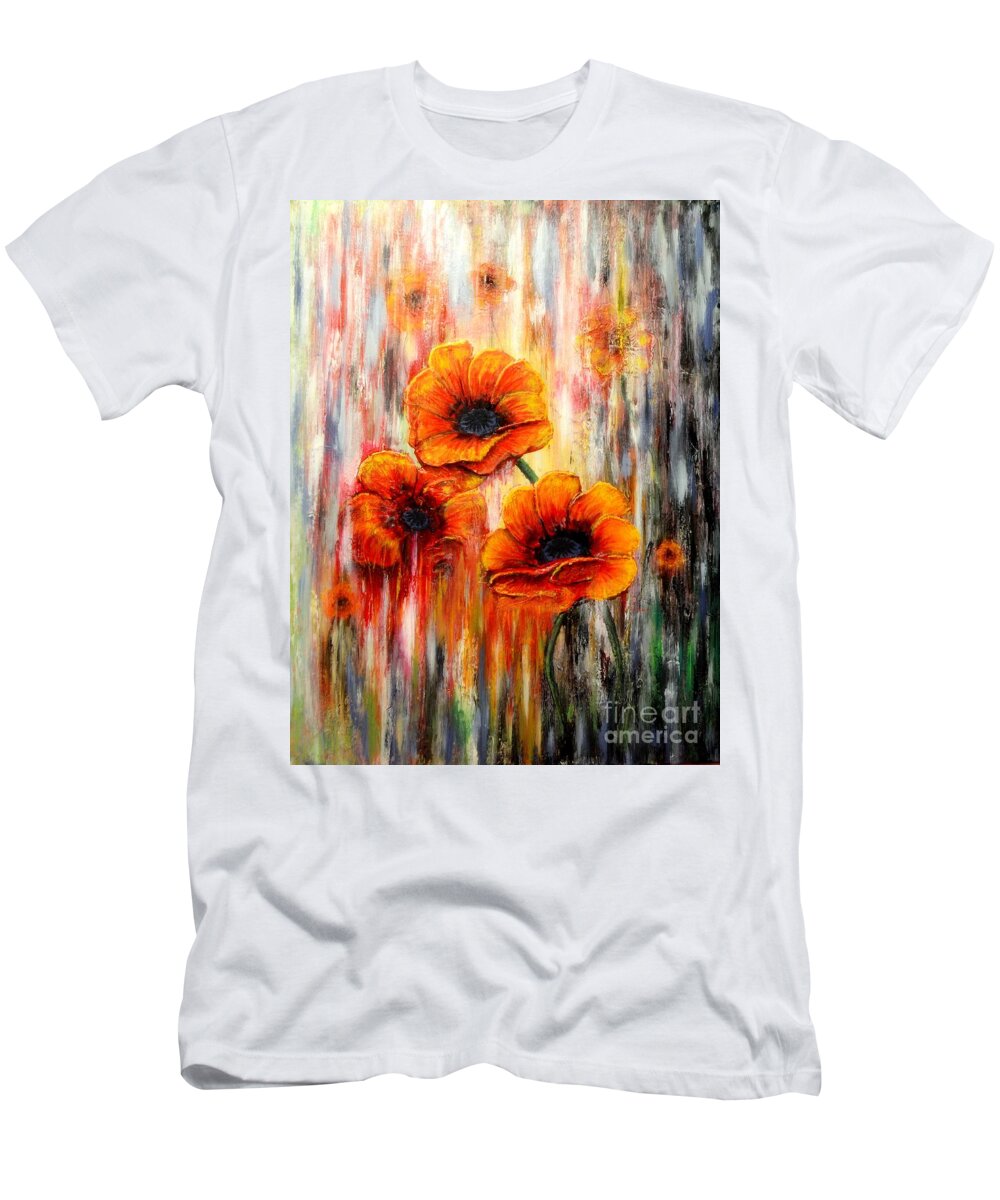 Abstract T-Shirt featuring the painting Melting flowers by Greg Moores
