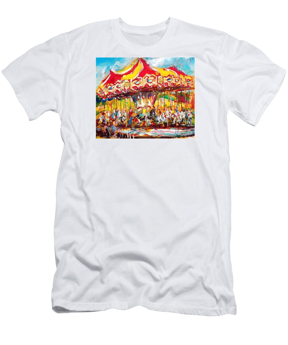 Paintings T-Shirt featuring the painting Merry-Go-Round by Les Leffingwell