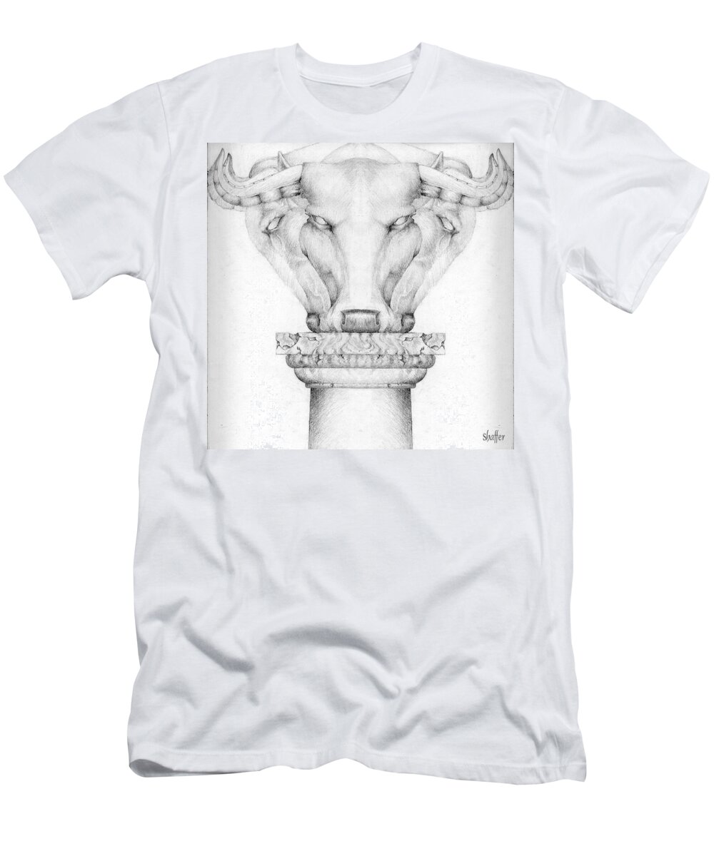 Bull T-Shirt featuring the drawing Mesopotamian Capital by Curtiss Shaffer