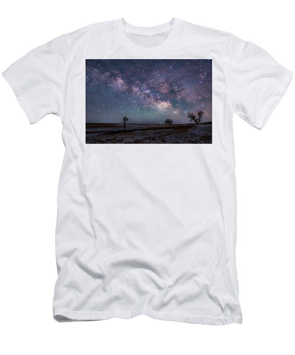 Categories T-Shirt featuring the photograph Milky Way Over the Prairie by Dawn Key