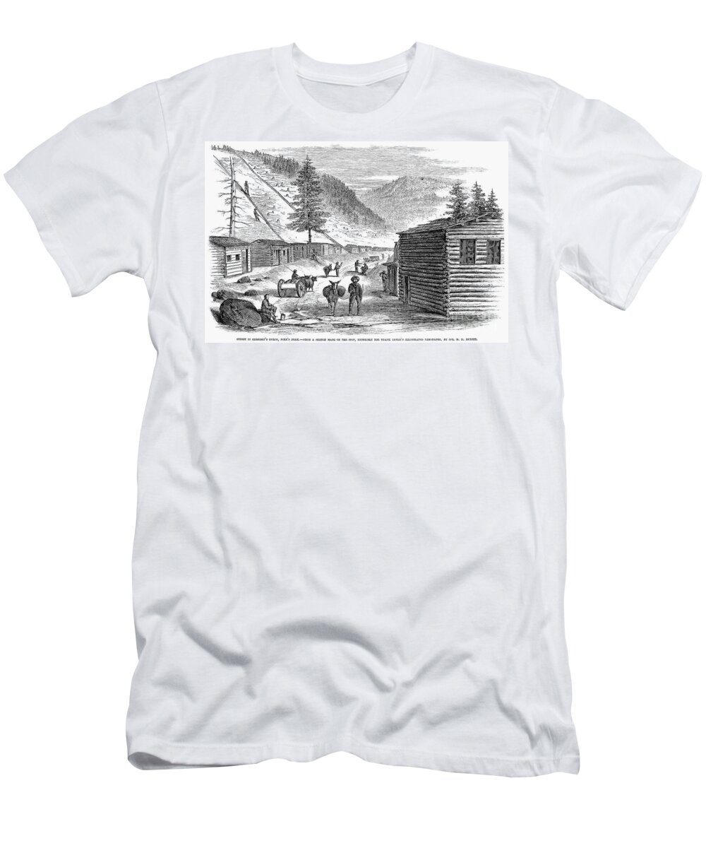 1860 T-Shirt featuring the drawing Mining Camp, 1860 by Granger
