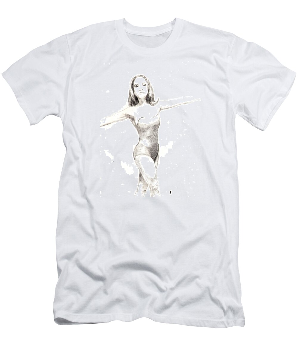 Dancer T-Shirt featuring the drawing Misty Ballerina Dancer II by Lee McCormick