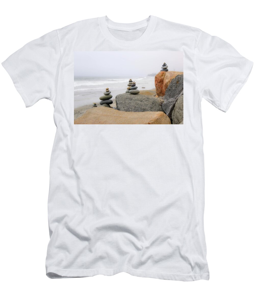 Zen Rocks T-Shirt featuring the photograph Misty Morning by Alison Frank