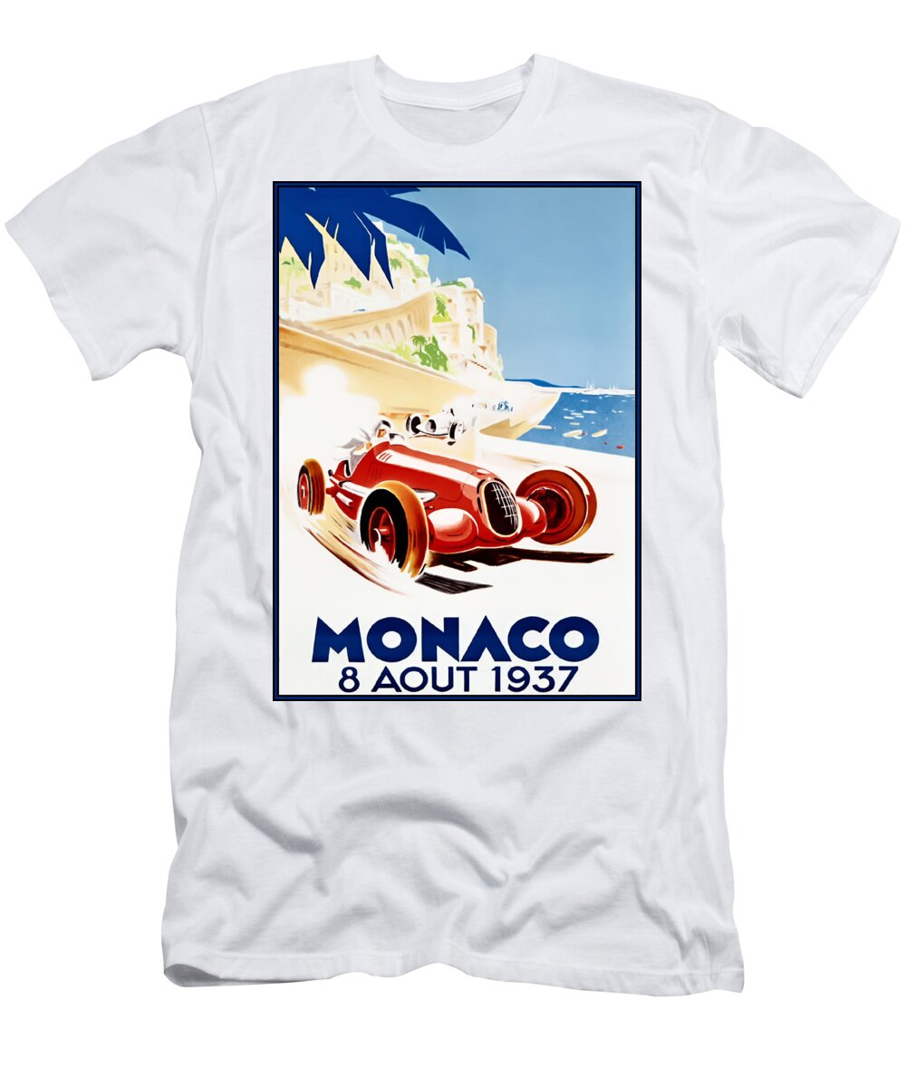 Monaco Grand Prix T-Shirt featuring the digital art Monaco Grand Prix 1937 by Georgia Fowler
