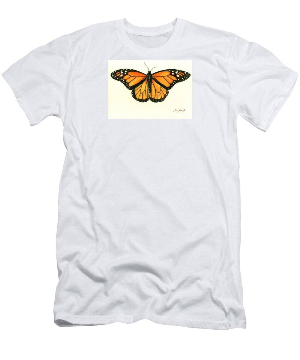  Monarch Butterfly T-Shirt featuring the painting Monarch butterfly by Juan Bosco