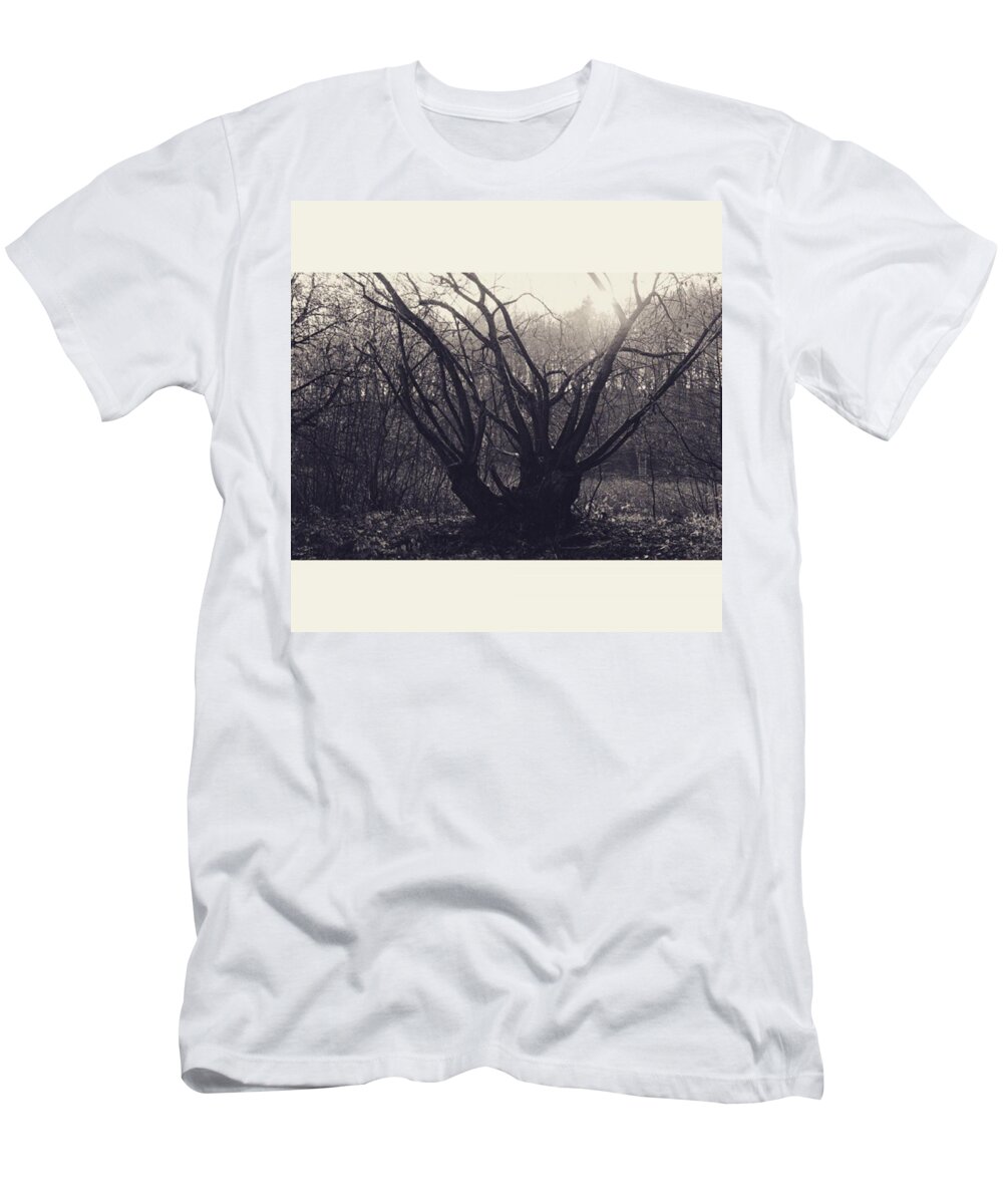 Monochrome T-Shirt featuring the photograph #monochrome #canon #tree #blackandwhite by Mandy Tabatt