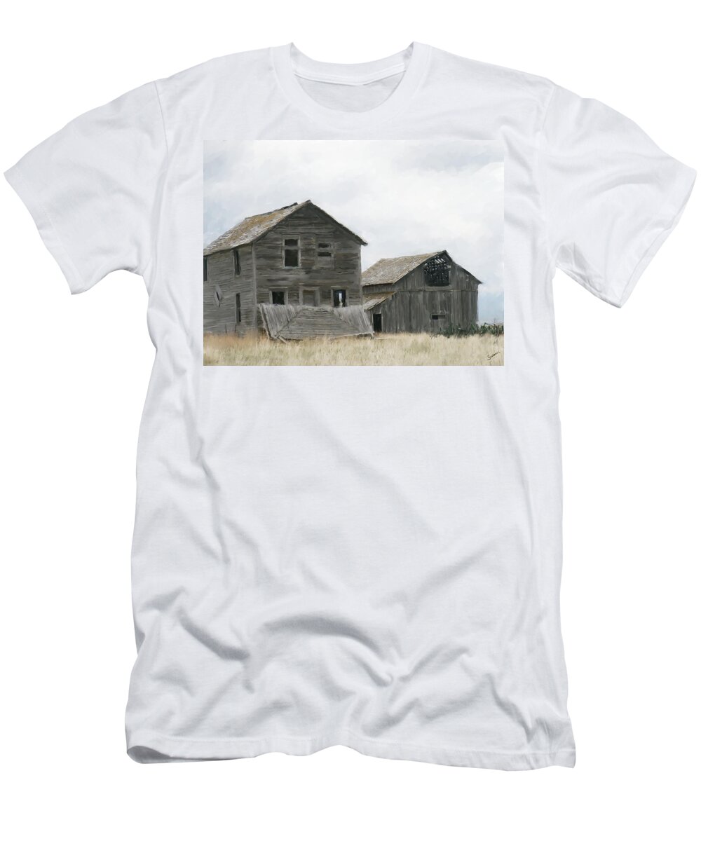 Montana T-Shirt featuring the painting Montana Past by Susan Kinney