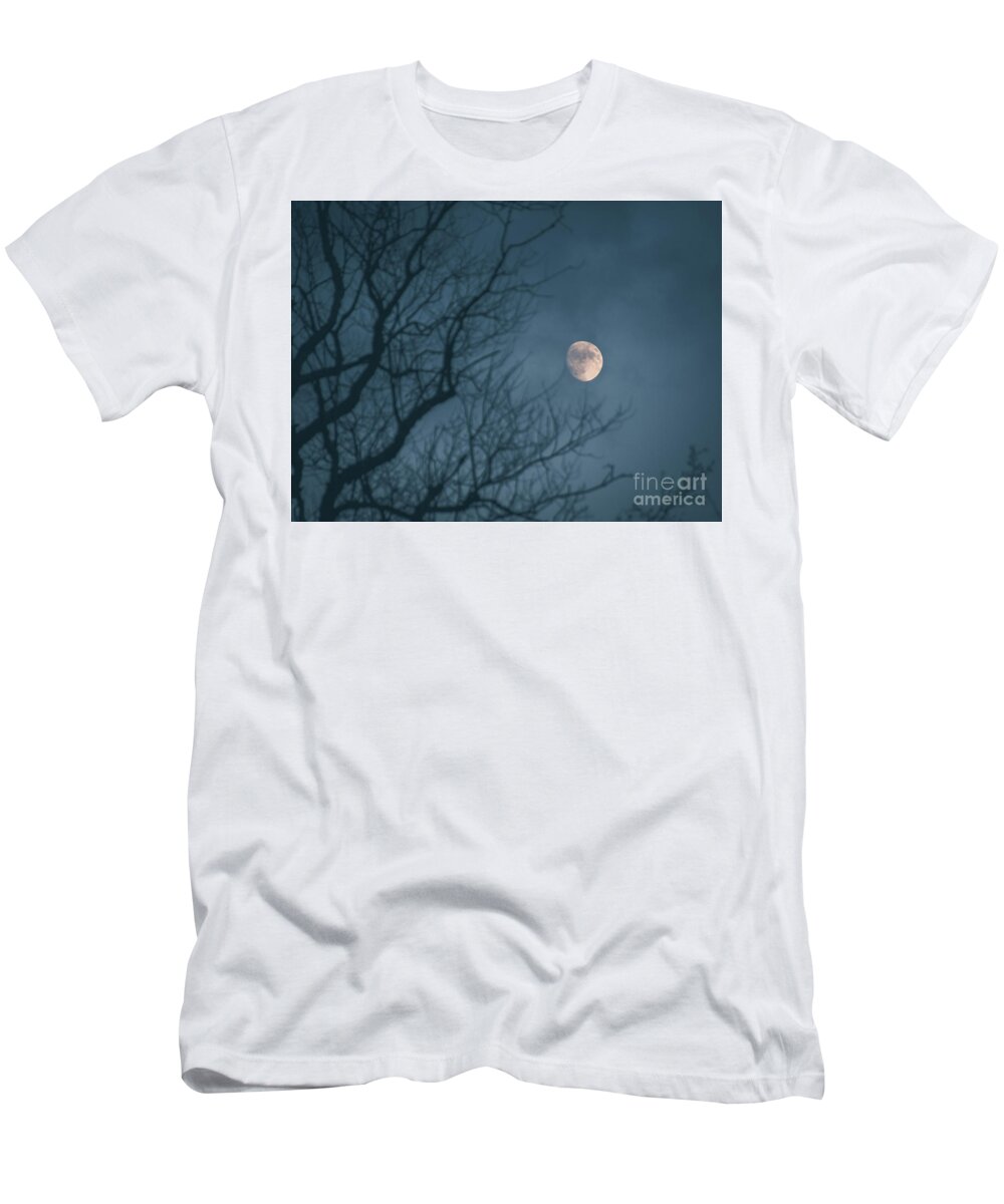 Cheryl Baxter Photography T-Shirt featuring the photograph Moon in the Mist by Cheryl Baxter