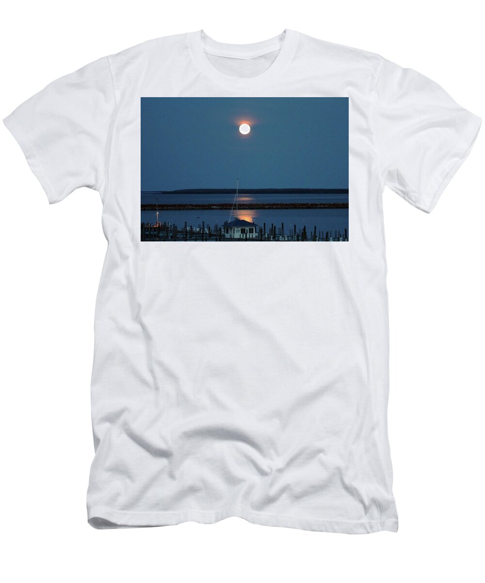 Super Moon T-Shirt featuring the photograph Moon over Mackinac Island by Jackson Pearson