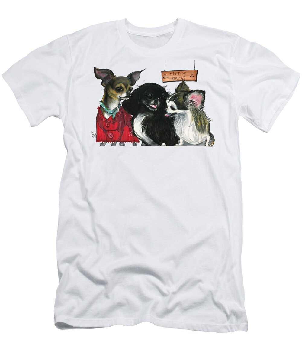 Pet Portrait T-Shirt featuring the drawing Morgan 3014 by John LaFree