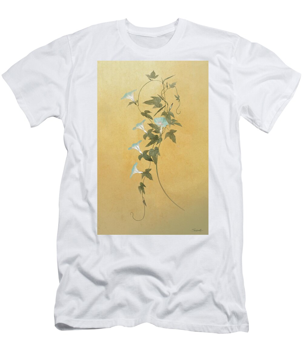 Asian T-Shirt featuring the digital art Morning Glories by M Spadecaller
