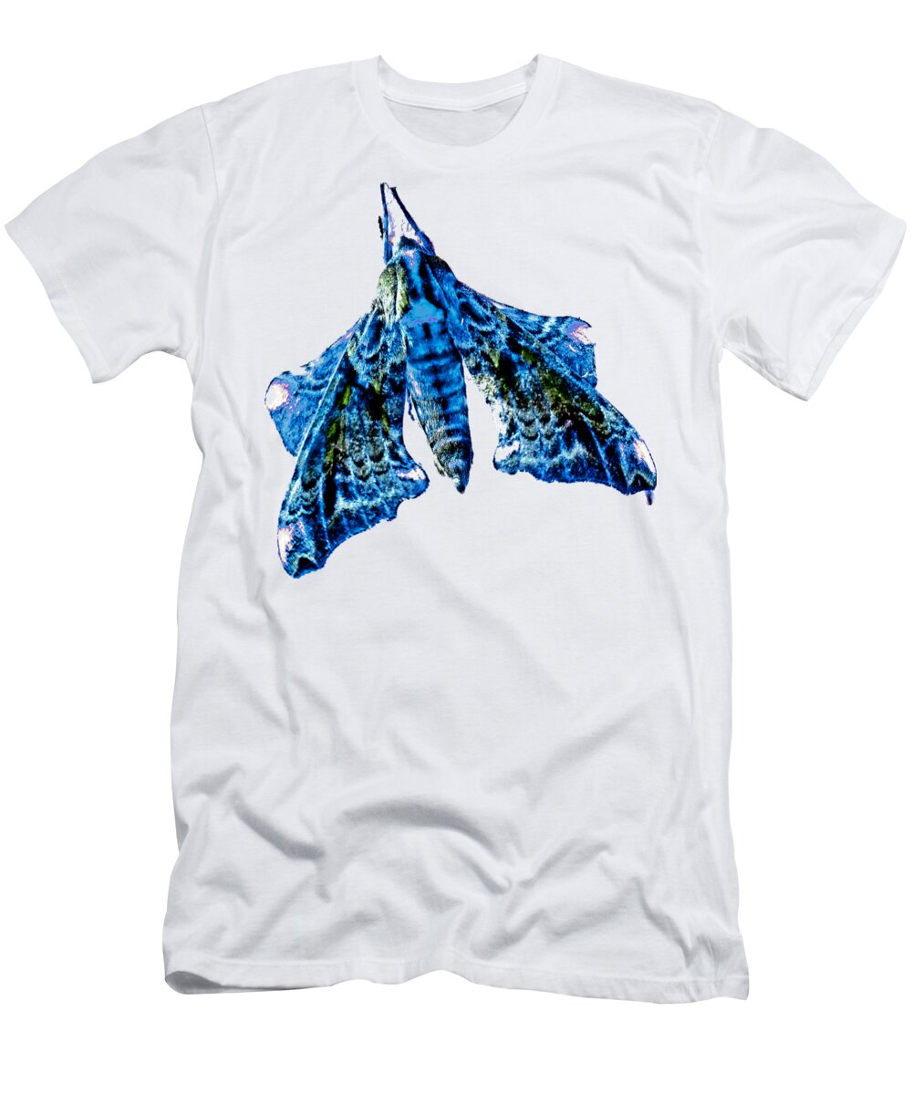 Tee T-Shirt featuring the photograph Moth Tee Blue by Uther Pendraggin