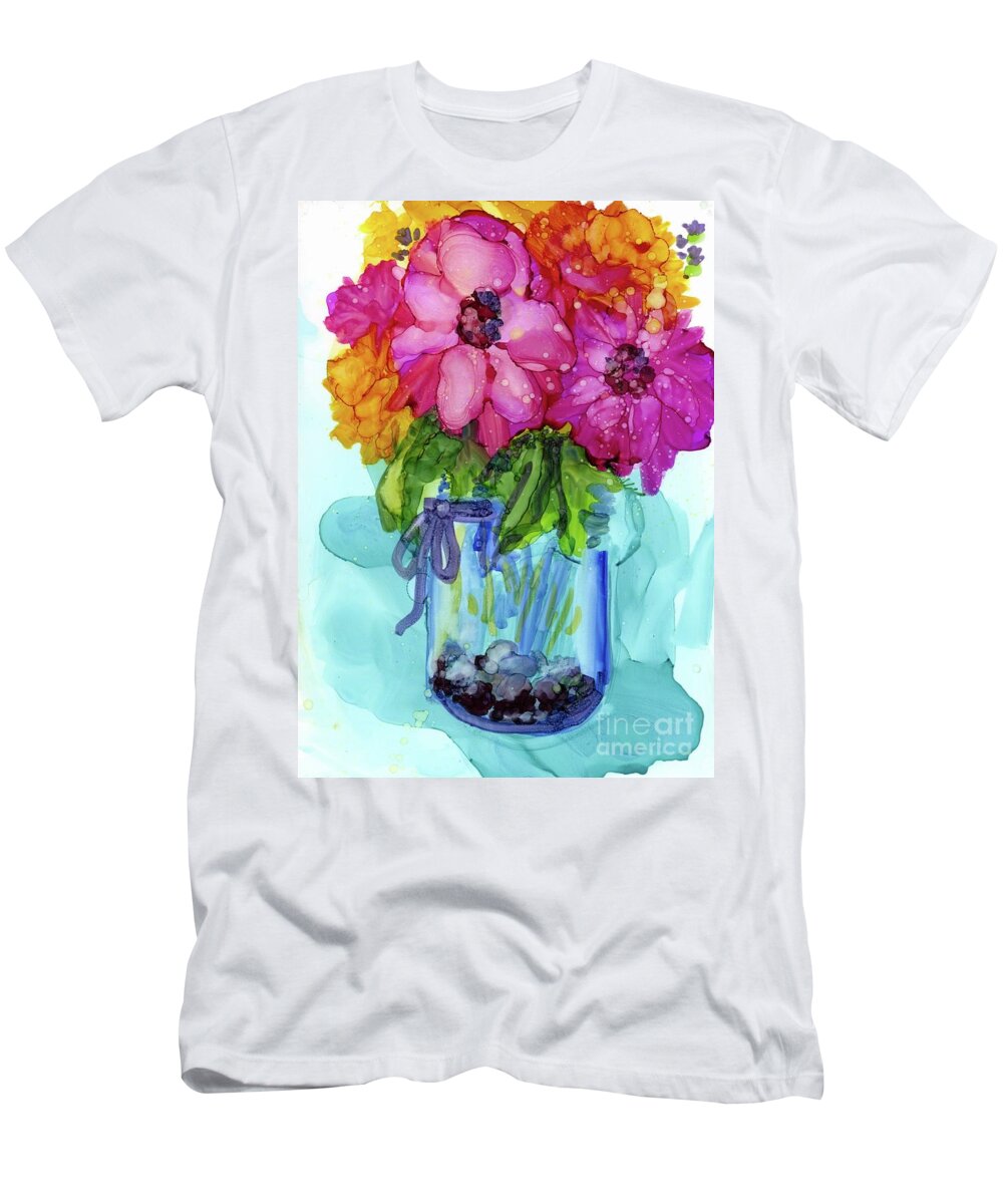 Flowers T-Shirt featuring the mixed media Mother's Bouquet by Francine Dufour Jones