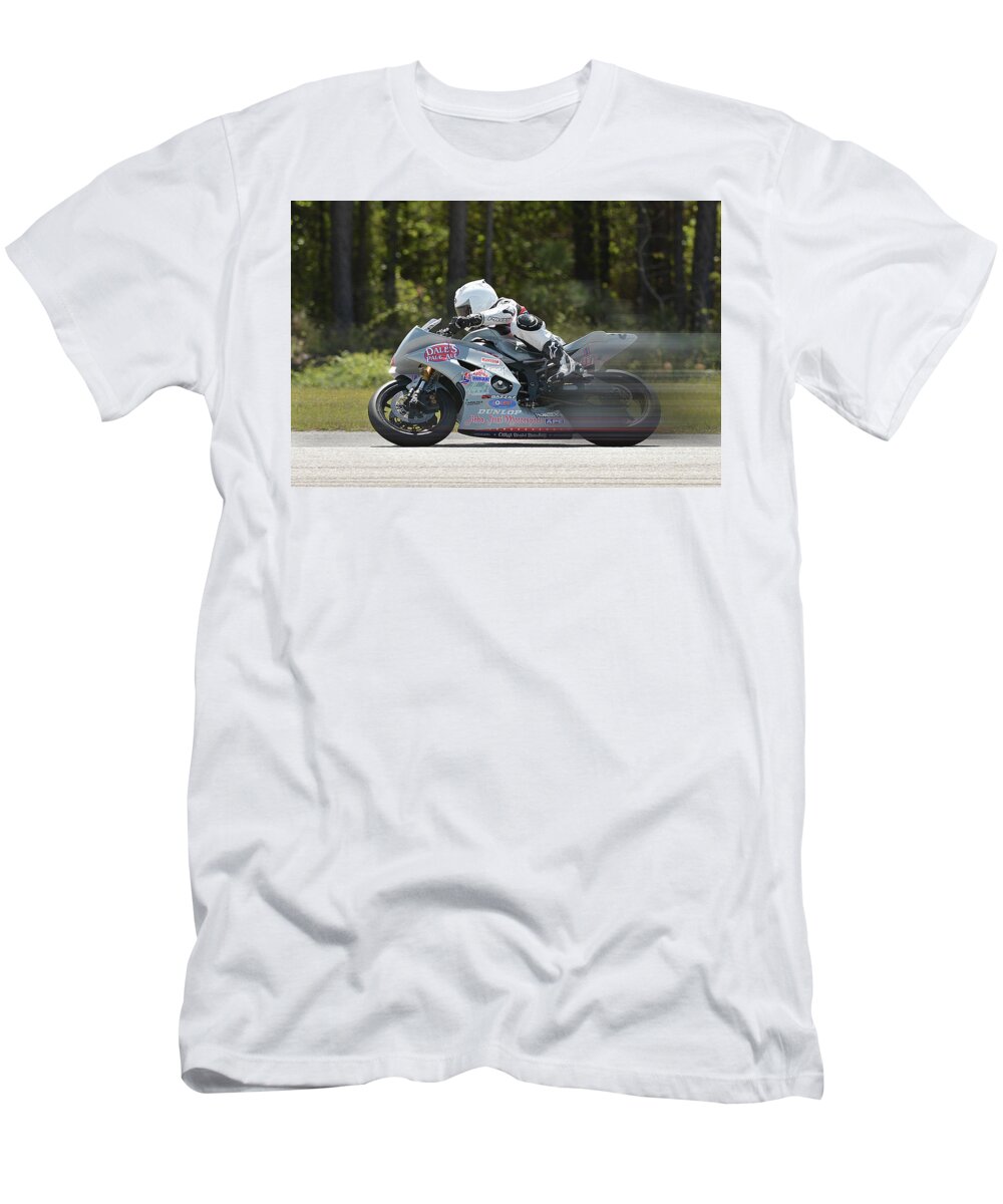 Motorcycle Race T-Shirt featuring the photograph Motorcycle Race by Alan Lenk