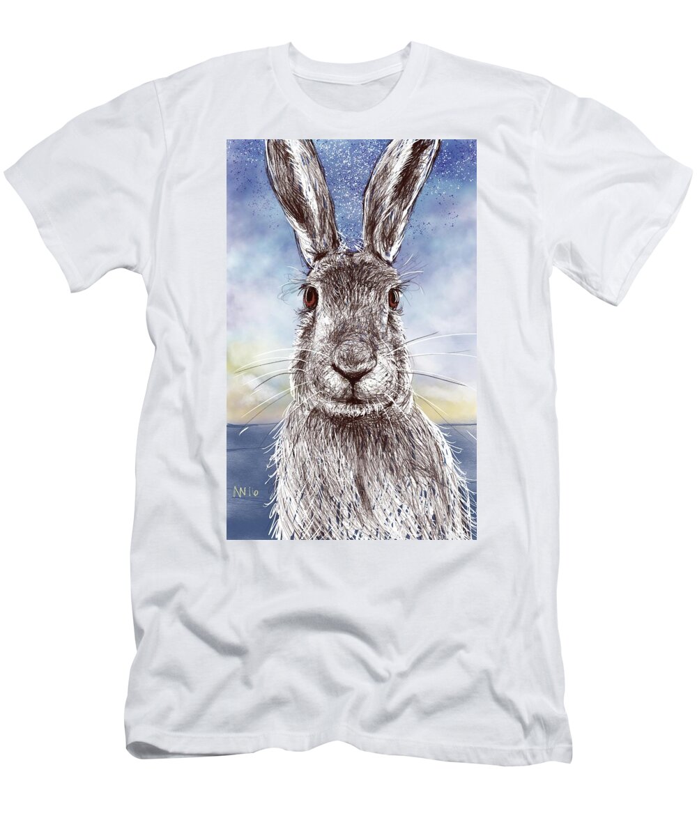Bunny T-Shirt featuring the digital art Mr. Rabbit by AnneMarie Welsh