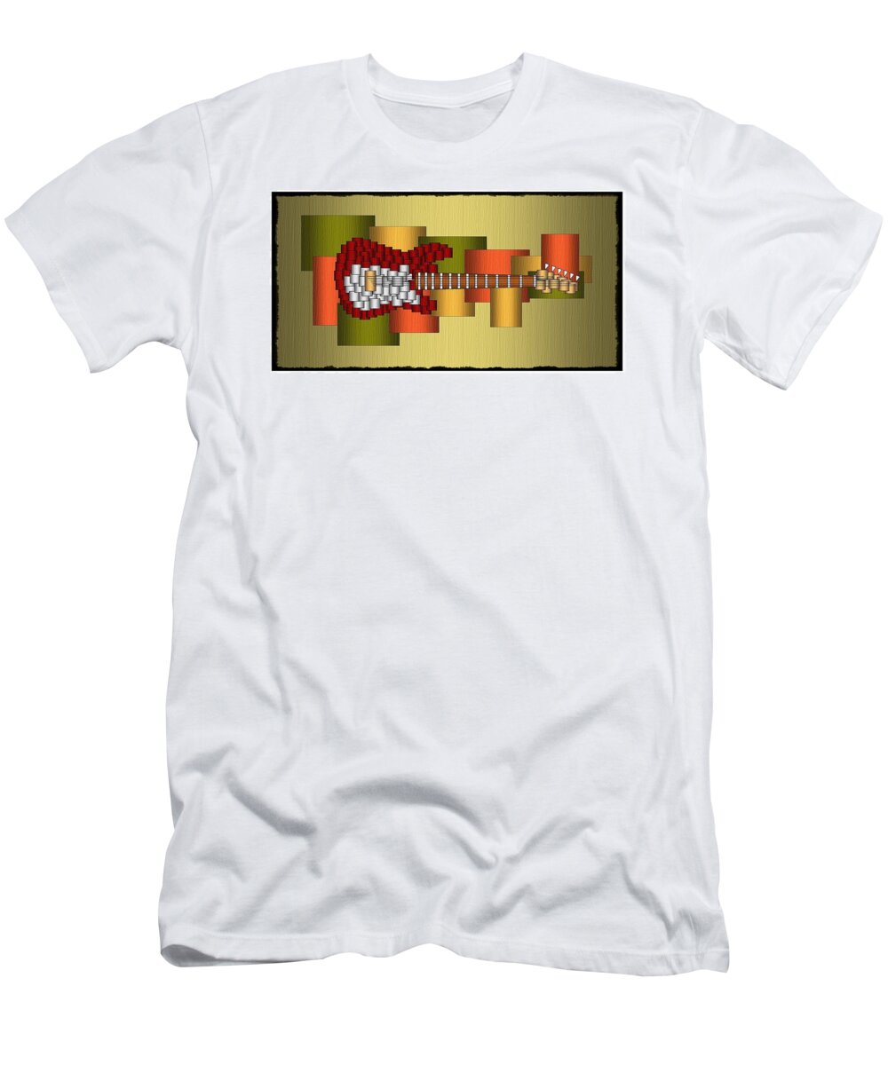 Music T-Shirt featuring the digital art Music Series Horizontal Guitar Abstract by Terry Mulligan