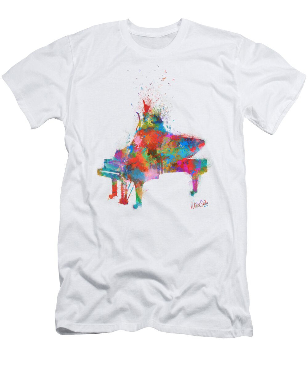 Piano T-Shirt featuring the digital art Music Strikes Fire from the Heart by Nikki Marie Smith