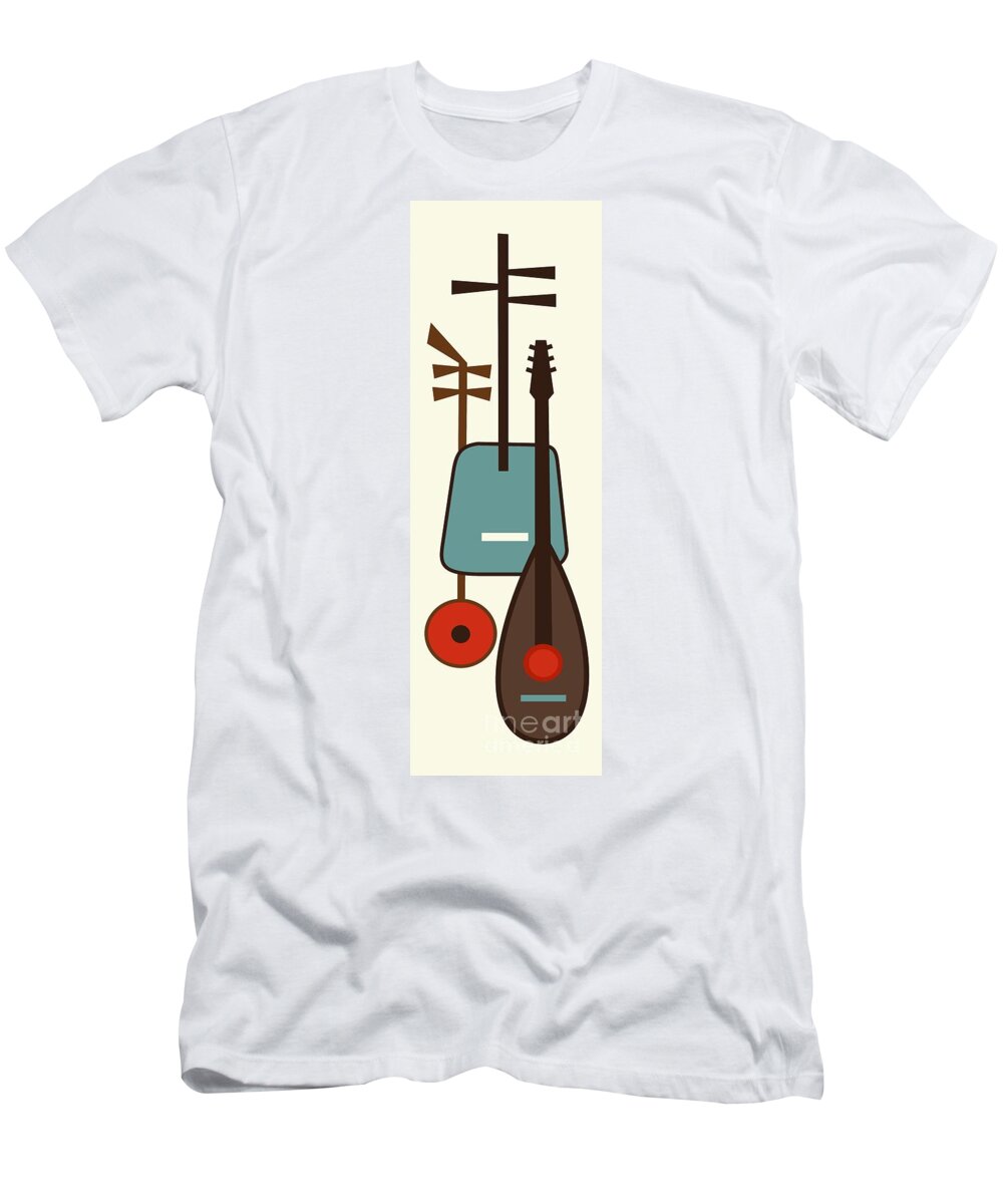 Mid Century Modern T-Shirt featuring the digital art Musical Instruments 1 by Donna Mibus