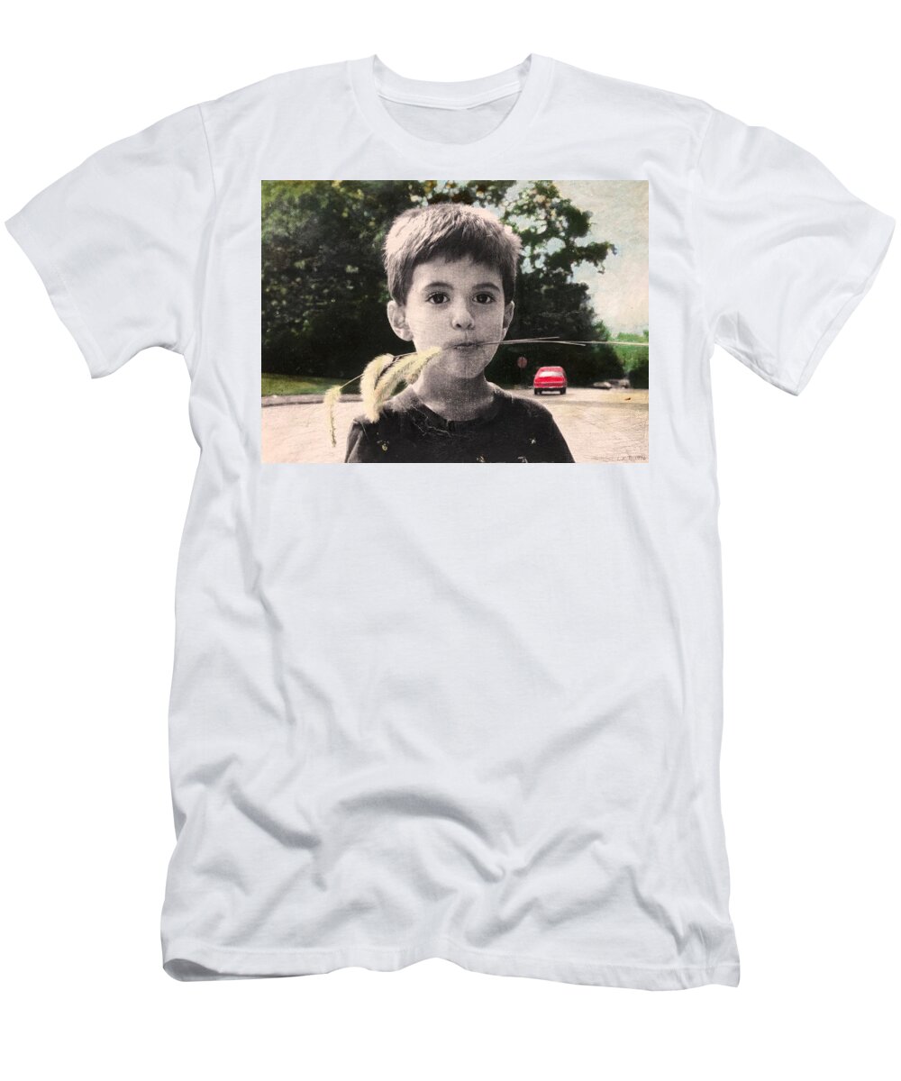 Innocence T-Shirt featuring the mixed media My Little Marcus by Leah Tomaino