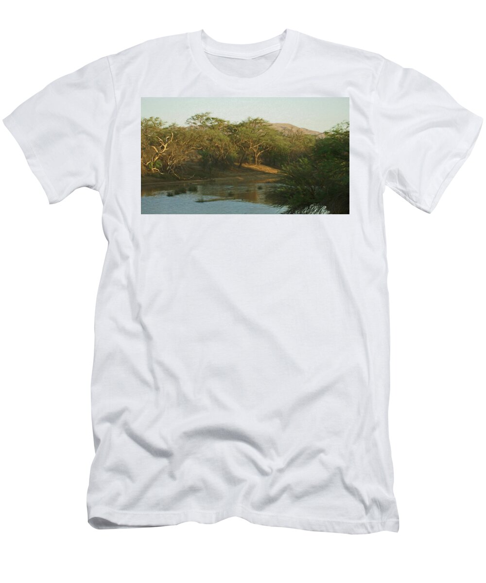 Africa T-Shirt featuring the digital art Namibian Waterway by Ernest Echols
