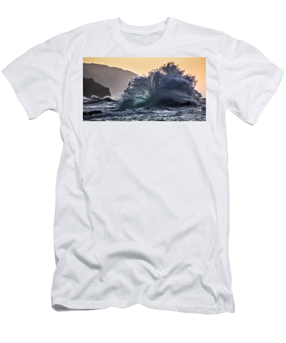Napali Coast Hawaii Wave Explosion Iii T-Shirt featuring the photograph Napali Coast Kauai Wave Explosion Hawaii by Dustin K Ryan