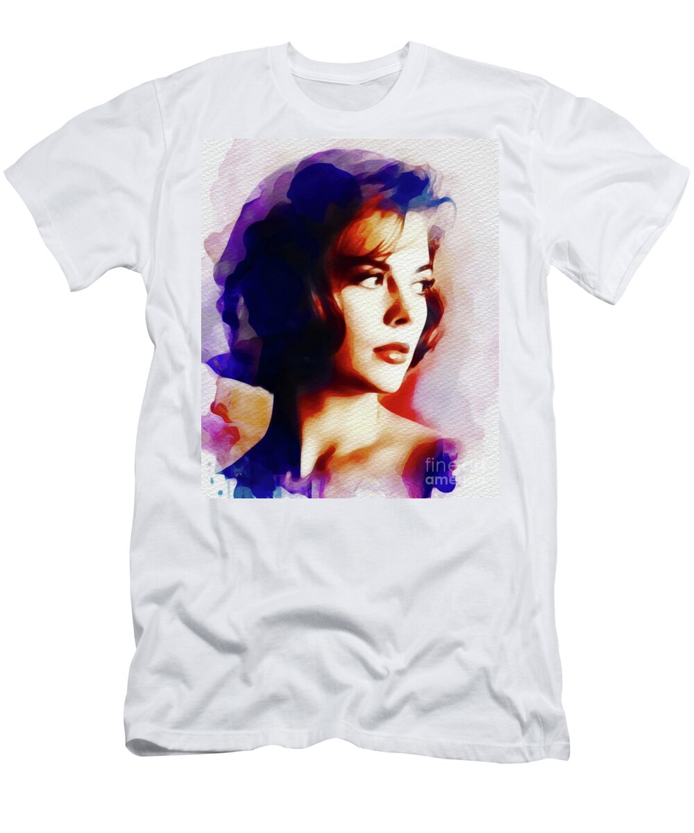 Natalie T-Shirt featuring the painting Natalie Wood, Movie Star by Esoterica Art Agency