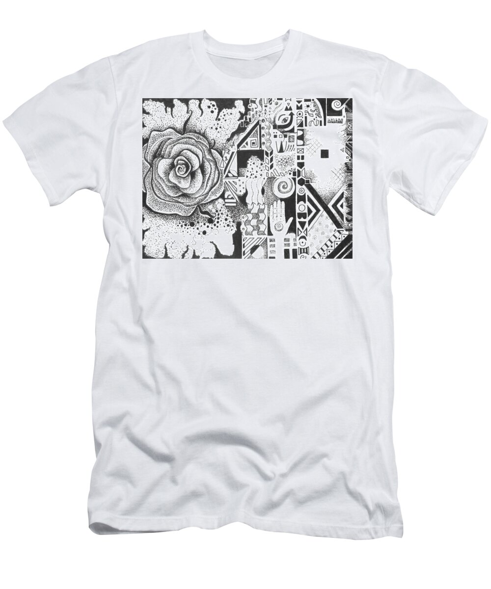 Abstract T-Shirt featuring the drawing Nature Rules aka That Which Remains by Helena Tiainen