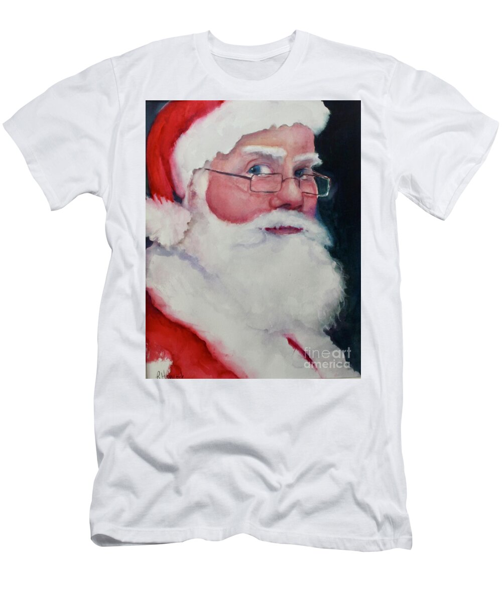 Santa Claus T-Shirt featuring the painting Naughty or Nice ? Santa 2016 by Rhonda Hancock