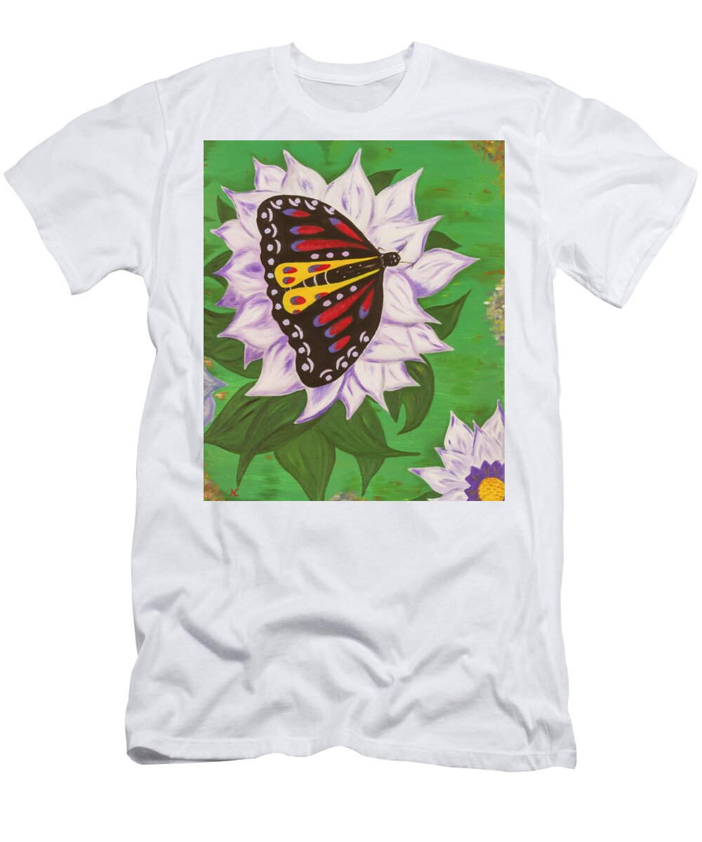 Nature T-Shirt featuring the painting Nectar of Life - Butterfly by Neslihan Ergul Colley